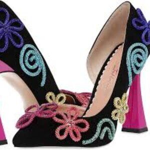 Betsey Johnson Women’s Kimara Rhinestone Doodle Embellished Pumps Size 11 Black